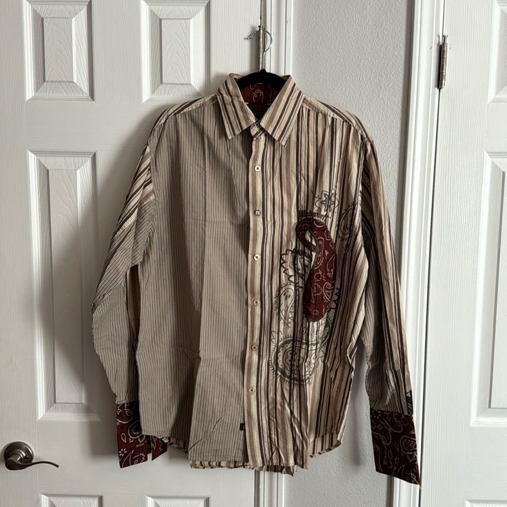 Makaveli Branded brown dress button up shirt 100% cotton